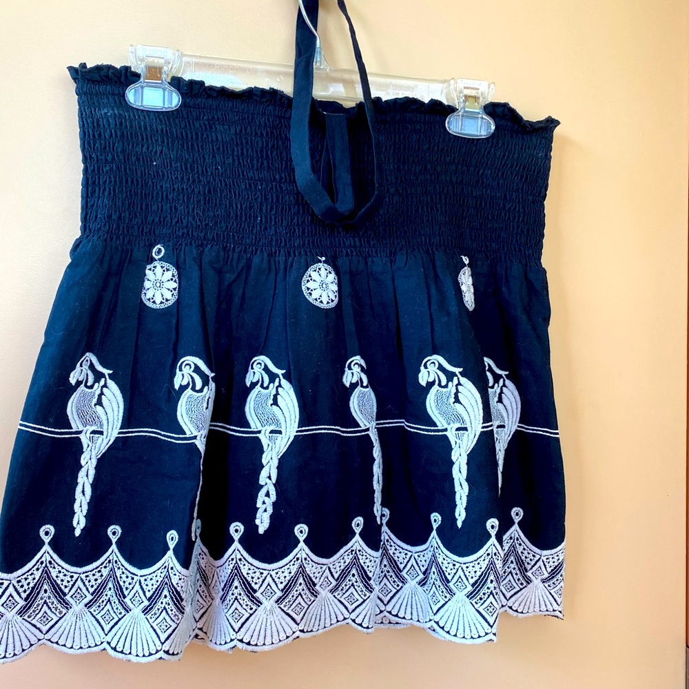 Josie strapless fun bird halter top